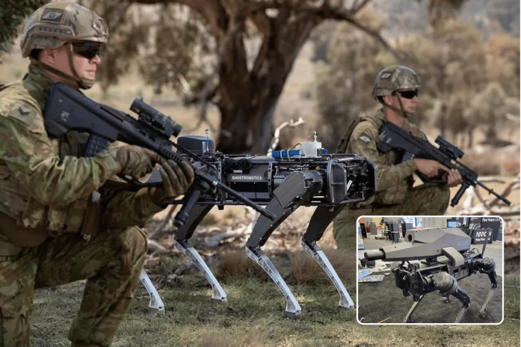 Chinese Soldier Seen Walking With Robot Dogs